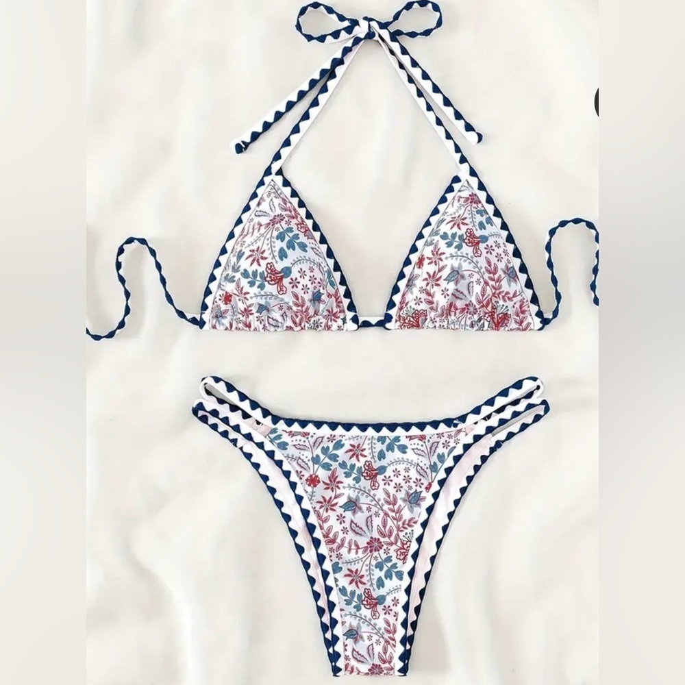 Boho Floral Halter Bikini Set
